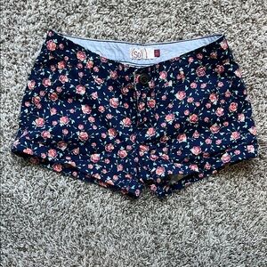 Navy Floral Patterned Shorts